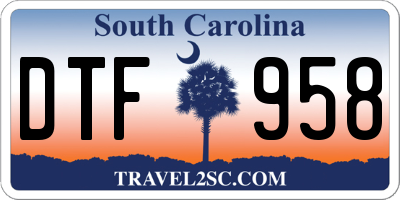 SC license plate DTF958