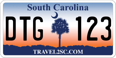 SC license plate DTG123