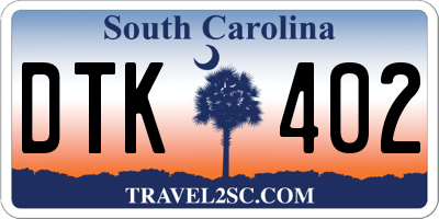 SC license plate DTK402