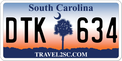 SC license plate DTK634