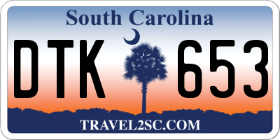 SC license plate DTK653