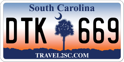 SC license plate DTK669
