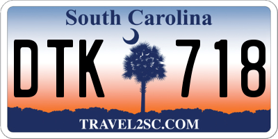 SC license plate DTK718