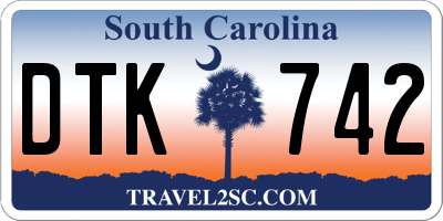 SC license plate DTK742