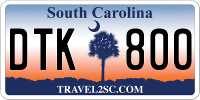 SC license plate DTK800