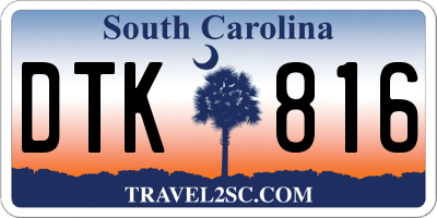 SC license plate DTK816