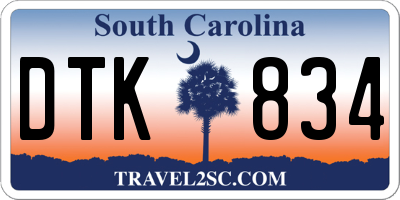 SC license plate DTK834