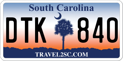 SC license plate DTK840