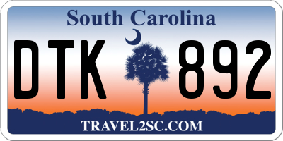 SC license plate DTK892