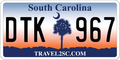 SC license plate DTK967