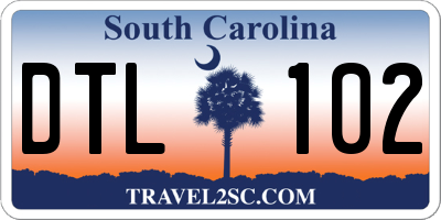 SC license plate DTL102