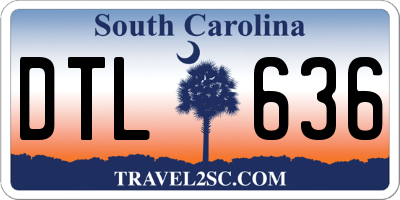 SC license plate DTL636