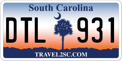 SC license plate DTL931