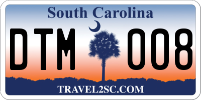 SC license plate DTM008