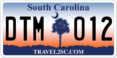 SC license plate DTM012