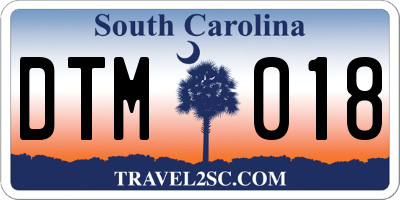 SC license plate DTM018
