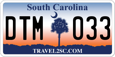 SC license plate DTM033