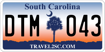 SC license plate DTM043