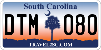 SC license plate DTM080