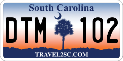 SC license plate DTM102
