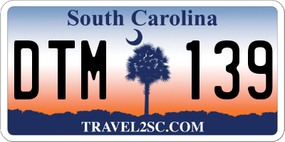SC license plate DTM139