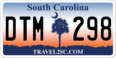 SC license plate DTM298