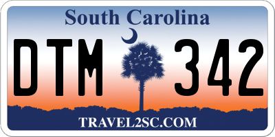 SC license plate DTM342