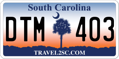SC license plate DTM403