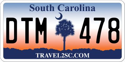 SC license plate DTM478