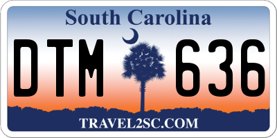 SC license plate DTM636
