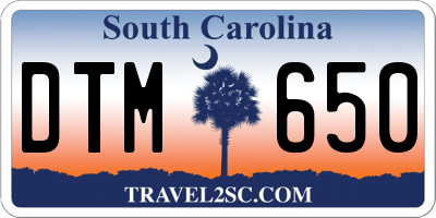 SC license plate DTM650