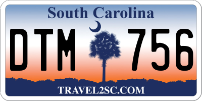 SC license plate DTM756