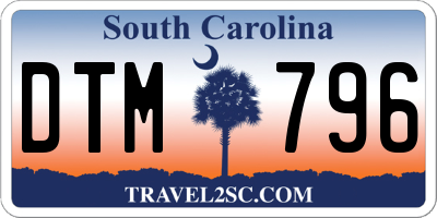SC license plate DTM796