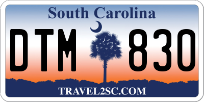 SC license plate DTM830