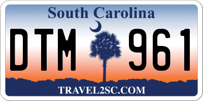 SC license plate DTM961