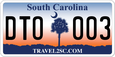 SC license plate DTO003