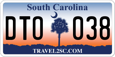 SC license plate DTO038