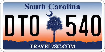 SC license plate DTO540