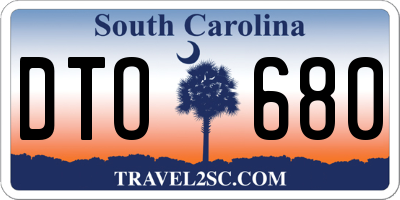SC license plate DTO680