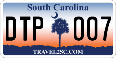 SC license plate DTP007