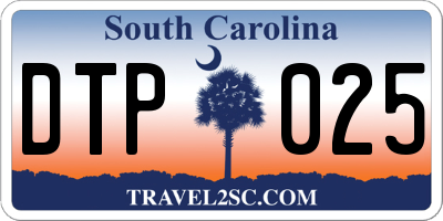 SC license plate DTP025