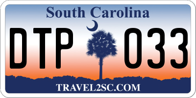 SC license plate DTP033