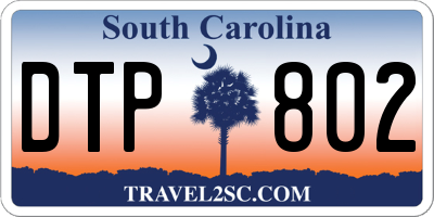 SC license plate DTP802