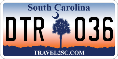 SC license plate DTR036