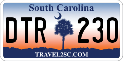 SC license plate DTR230