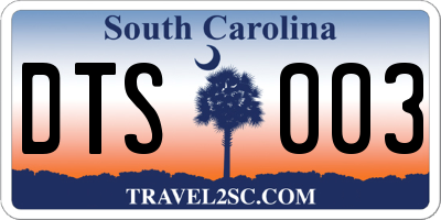 SC license plate DTS003