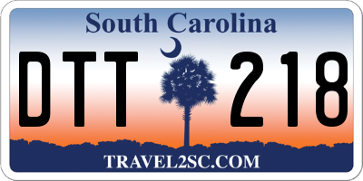SC license plate DTT218