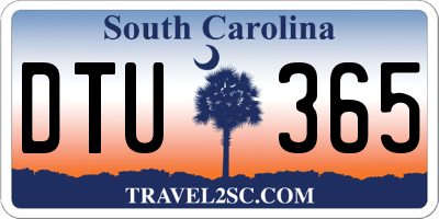 SC license plate DTU365
