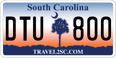 SC license plate DTU800