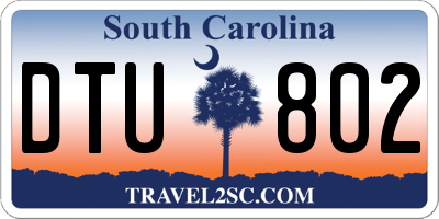 SC license plate DTU802